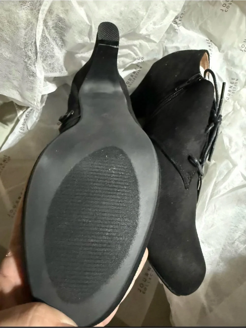 Journee Collection Black Lace-Up Ankle Booties size 11 Woman NWT